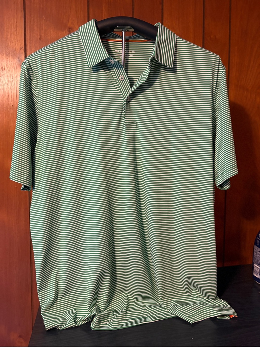 Men's Green Striped Polo Shirt - Classic Performance Style